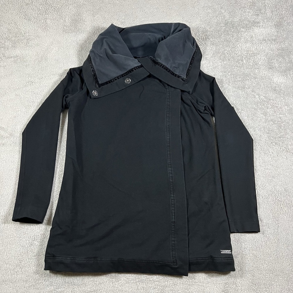 Lululemon Cardigan Sweater Jacket Womens 6 Black Savasana Wrap Pockets Button